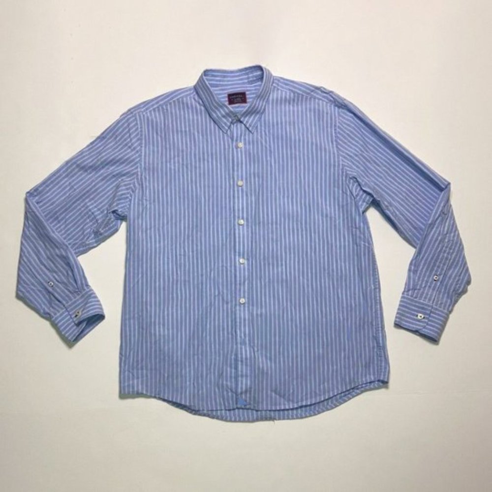 NWT UNTUCKit Sannino Long Sleeve Button Up Striped Dress Shirt Blue/White (L)